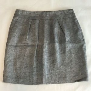 Talbots 14P Petite Skirt Black Gray Metallic Tweed